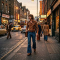 Retro Stripe Flare Denim - Monochrome Classic