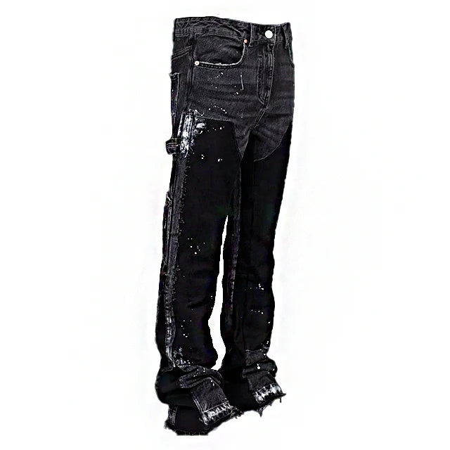 Retro Slim Fit Bell Bottom Jeans - Midnight Black